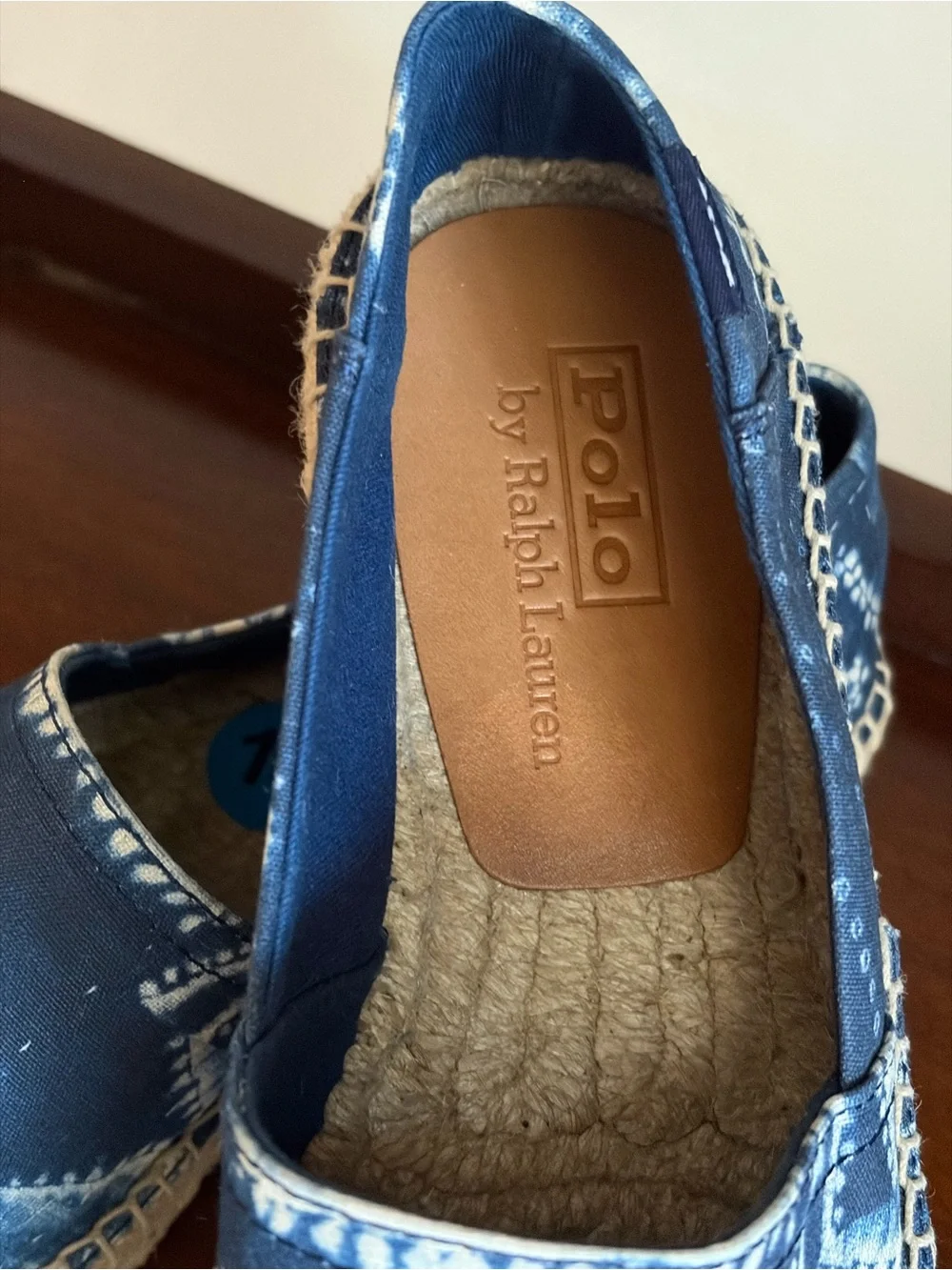 Polo Ralph Lauren Unisex Blue White Canvas Espadrilles Size M7 W8.5